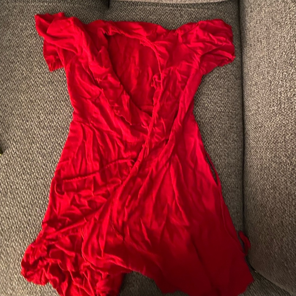 PLT red wrap dress